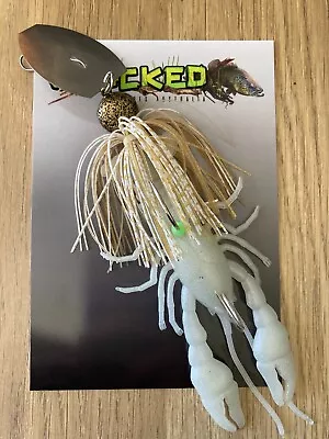 WHACKED LURES ~ 3/4oz CRAY CHATTERBAIT ~ WHITE GOLD ~ 5  Crayfish Trailer • $17.99