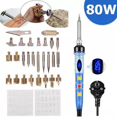 $19.99 • Buy Wood Burning Kit 80W Pyrography Pen Wood Burner Embossing Soldering Iron Welding