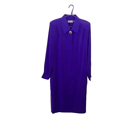 Vintage 80s Liz Claiborne Vibrant Purple Popover Shirt Dress Womens Size 10 • $24.50