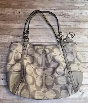 Coach Alexandra Shoulder Bag Purse Grey Leather Trim Silver Pink Interior F21919 • $32