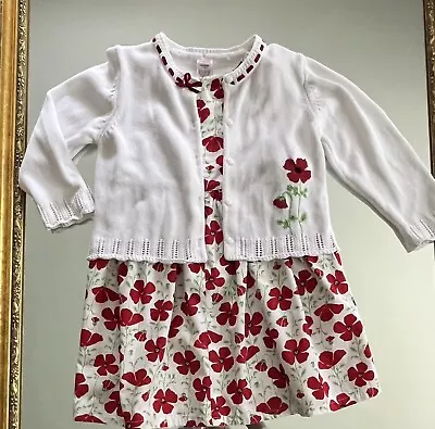 Vtg Gymboree POPPIES Floral SUNDRESS + SWEATER Embroidered   Sz 4 EUC Easter • $32