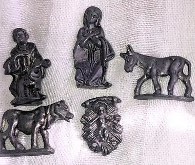 Religious Lot Miniature Silvertone Metal Vintage 5 Statue Lot • $9.99