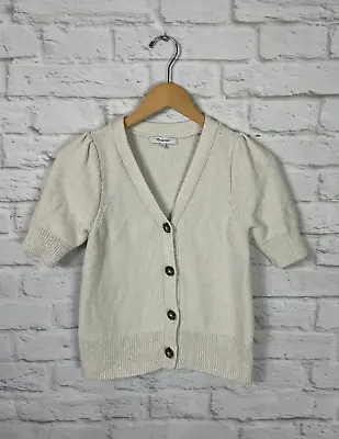 MADEWELL Womens Ivory Short Sleeve Cardigan Sweater Size XXS • $15.99