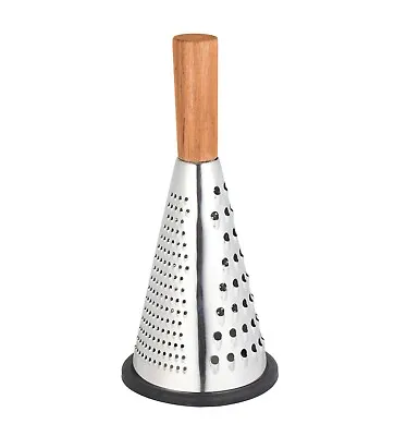 3 Sided Cheese Grater Stainless Steel Vegetable Food Shredder Conical Wooden H • £8.99