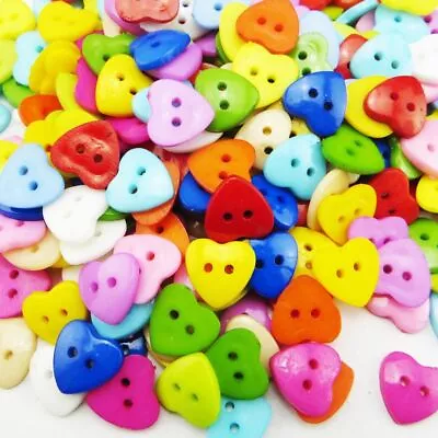 Heart Plastic Buttons 11-25mm Dyed Button Garment Clothes Decor Sewing Accessory • $12.15