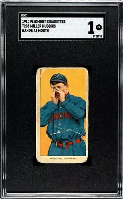 1909-1911 T206 Miller Huggins Hand At Mouth HOF Cincinnati Reds SGC 1 Piedmont • $135