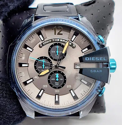 Diesel Mega Chief Gray Dial Stainless Steel Chronograph Silicone Strap Watch • $169.99