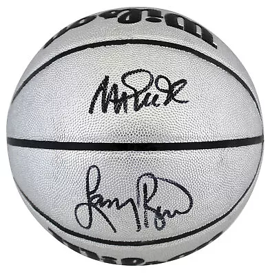 Magic Johnson & Larry Bird Signed Silver Wilson Basketball BAS Witnessed • $399.99