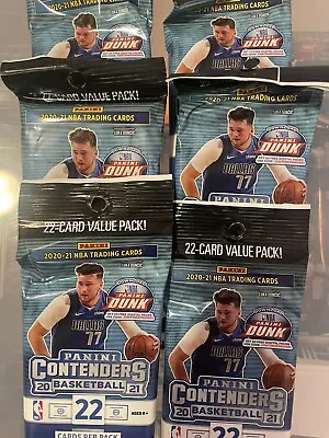 2021 Panini Contenders Basketball 6 Fat Pack Value Pack Cello Pack Luka Doncic • $49.24