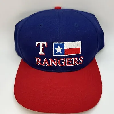 Vintage Texas Rangers Texaco Powerade Snapback Hat Cap Flag Dad Men MLB Blue Red • $24.87