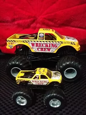 Hot Wheels Monster Jam Wrecking Crew Monster Truck Set Of 2 YELLOW Construction • $29.99