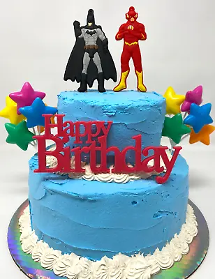 The Flash And Batman Birthday Cake Topper Set ~ BRAND NEW • $14.99