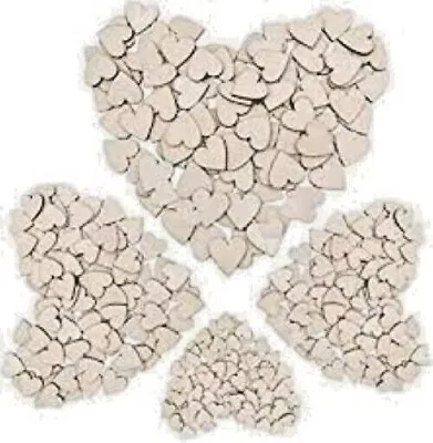 MDFWooden Heart Shapes Laser Cut Blank Embellishments Craft Wedding Scrapbook • £1.45