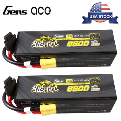 2X Gens Ace G-Tech Bashing 6800mAh 14.8V 120C 4S Lipo Battery EC5 For 1/8 RC Car • $180.48