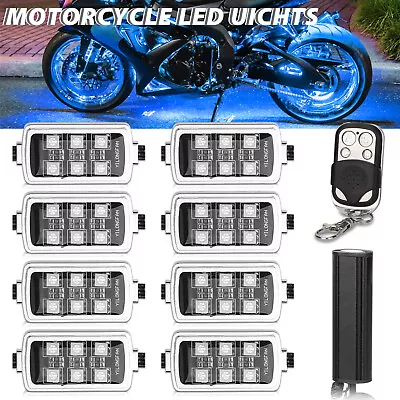 8Pods Motorcycle RGB LED Neon Under Glow Light Kit Remote Controller Multi-Color • $27.48