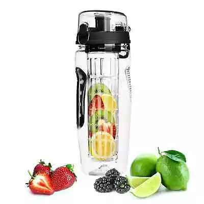 32oz Fruit Infuser Water Bottle Juice Shaker Sport W/Flip Top Lid Anti-Slip Grip • $18.83