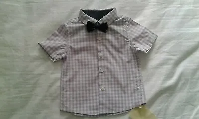 £6.99 • Buy Next Baby Boy Short Sleeved Check Shirt With Bow Tie Age 3-6 Months NEW