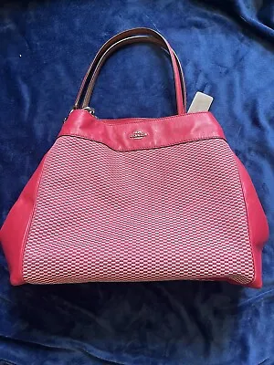 COACH Lexy Legacy Jacquard Red Pink Leather Shoulder Bag Purse • £62.62