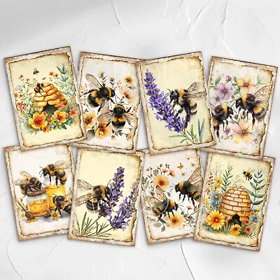 Floral Bumble Bee Card Toppers Cardmaking Scrapbooking Tags Craft • £2.80