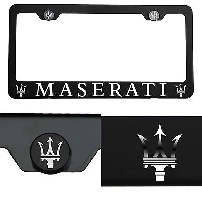 Laser Engraved Maserati Mirror Matte Black License Plate Frame Stainless Steel • $38.99