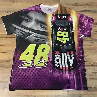 Jimmie Johnson NASCAR Racing ALL OVER PRINT Double Sided T-Shirt Sz L • $19.99