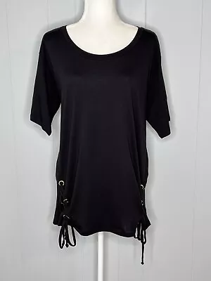 NWT Michael Kors Black Side Tie Detail Short Sleeve Top Size Medium • $9