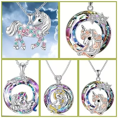 UK - Unicorn Crystal Necklace Pendant Great Gift For All Occasions Birthday Gif • £5.49