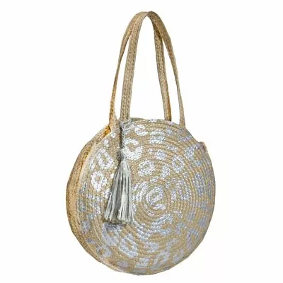 Magid Women's Metallic Leopard Print Beach Bag With Tassel • $16.40