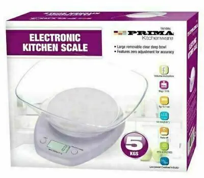 5kg Electronic Kitchen Scale  Measure Food Lcd Kitchenware Deep Bowl 18168c • £9.95