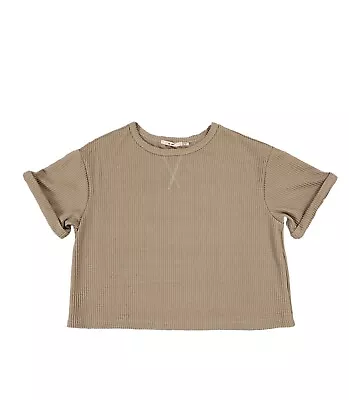 Francesca's Mi Ami Women's Short Sleeve Ribbed Gray Shirt SSBOXYSOFT Size M NWT • $19.95