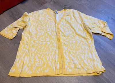 $3.99 • Buy C.J. Banks Yellow & White 3/4 Sleeve 3 Button Cardigan, Women's 3X