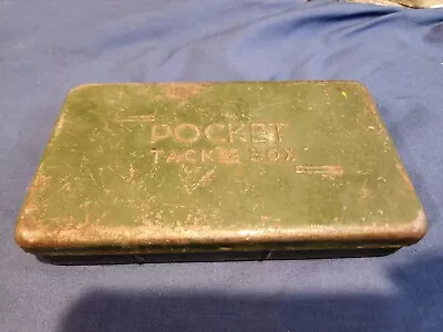 Vintage  Fishing  Pocket  Tackle  Box  Green  Metal   • $19.95