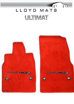 $160.99 • Buy 2020-2023 Corvette Adrenaline Red Lloyd Ultimat Frt Floor Mats Stingray &Text
