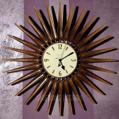 SYROCO SUNBURST WALL CLOCK Vintage Danish MCM Mid Century Modern Nordic Atomic • $369.99