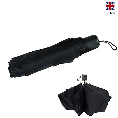 Black Folding Travel Rain Umbrella Mini Compact Lightweight Portable G0708 UK • £7.39