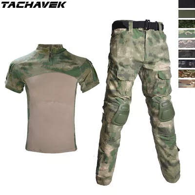 Men's Combat T-shirt Cargo Pants Tactical Army Military Camo BDU Uniform Hiking • $60.79