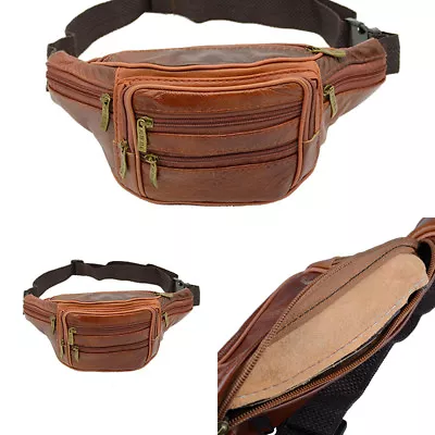 Men Vintage Leather Waist Belt Bum Bag Fanny Pack Hip Pouch Money Purse Case RY • $16.61