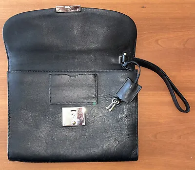 BALLY Men’s Clutch Black Leather Bag Classic Vintage Design Made In Italy • $100