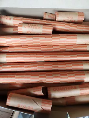 160 Rolls Preformed Coin Wrappers Paper Tubes For QUARTERS (Holds $10 Each) NEW • $8.75