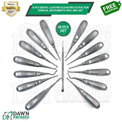 $28.90 • Buy 15 Pcs Dental Luxating Elevators Extraction Surgical Instruments Oral Implant