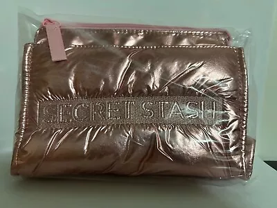 X2 Benefit Puff Puff  Secret Stash  Makeup Skincare Travel Soft Bag Rose Gold • $11.99