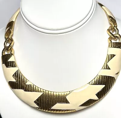 Monet  Cream Color Enamel Geometric Design Collar Necklace 1980s ⭐️ • $30