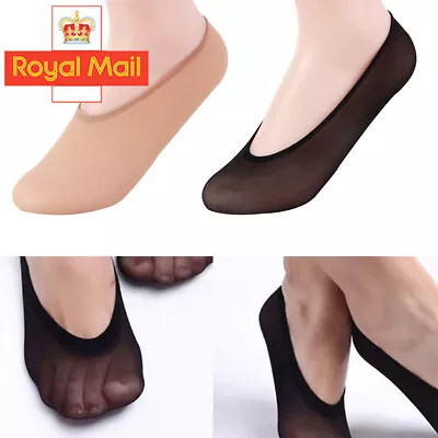 10 Pairs Womans Girls Footsies Shoe Liners Invisible Socks Anti-Slip Cotton UK • £4.65