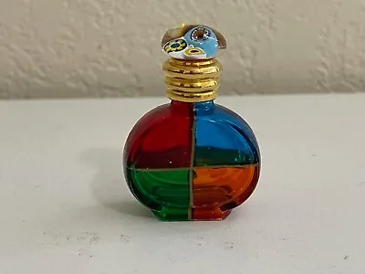 Small Cute Multicolor Glass Perfume / Scent Bottle W/ Millefiori Top / Lid • $30