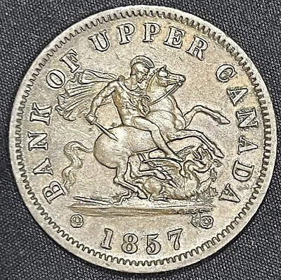1857 Bank Of Upper Canada 1 Penny Bank Token Coin AU • £14.95