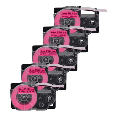 £34.79 • Buy 5PK Fluorescent Pink Tape Cartridge XR-18FPK For Casio KL-120 EZ Label Printer