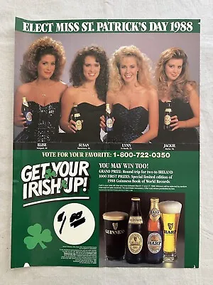 Rare Vtg 80s Guinness St Patrick Beer Poster Sexy Hot Babe Pinup Girl Model Bar • $45