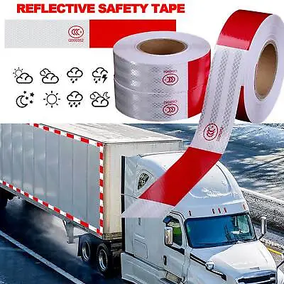 Reflective Trailer Tape Red White Truck Warning Tape Conspicuity Sign Safety Car • $8.99