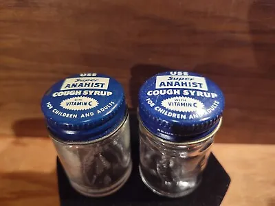 Lot Of 2 Vintage Super Anahist Cough Syrup Glass Bottles - Empty • $7.95
