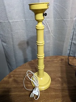 Vintage Mid-Century Modern Yellow Wooden Table Lamp - Retro 1960s/70s Statement • $149.35